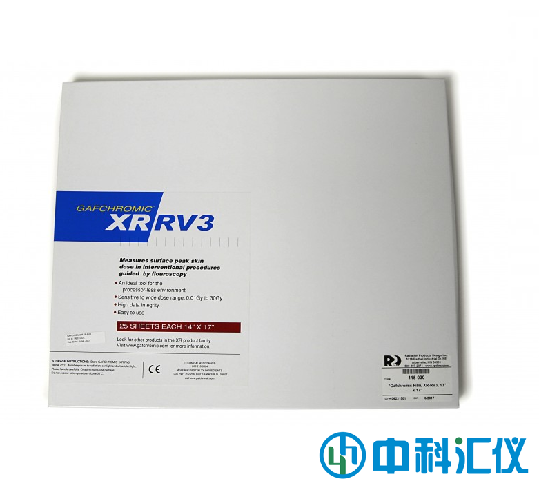 美国Ashland Gafchromic XR-RV3皮肤剂量QA免冲洗胶片