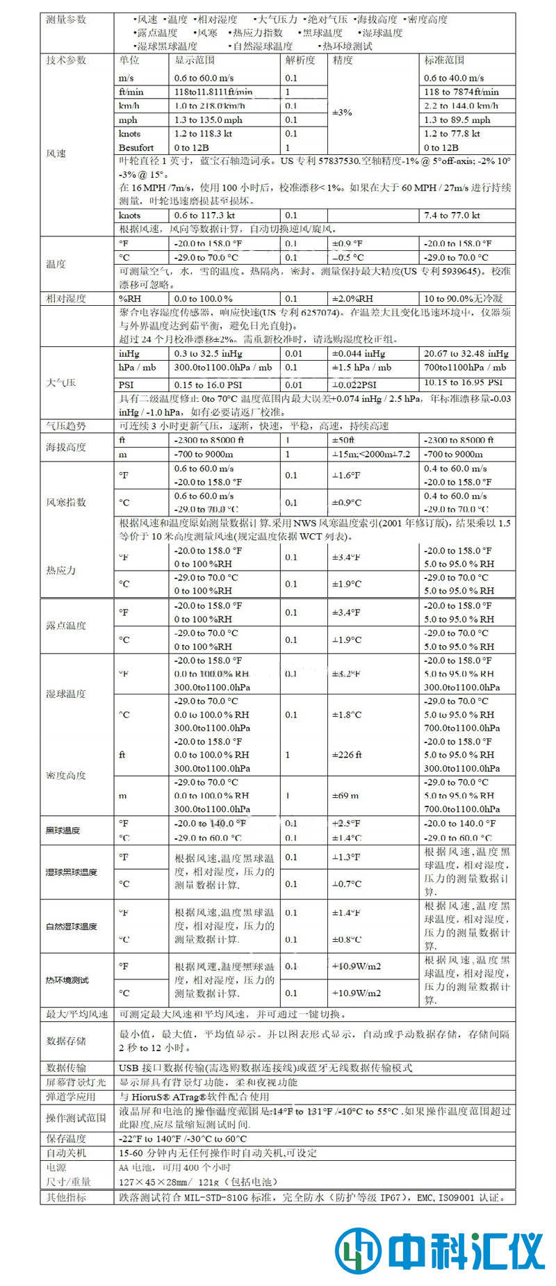 美国NK5400(Kestrel 5400)热应力气象仪技术参数.png